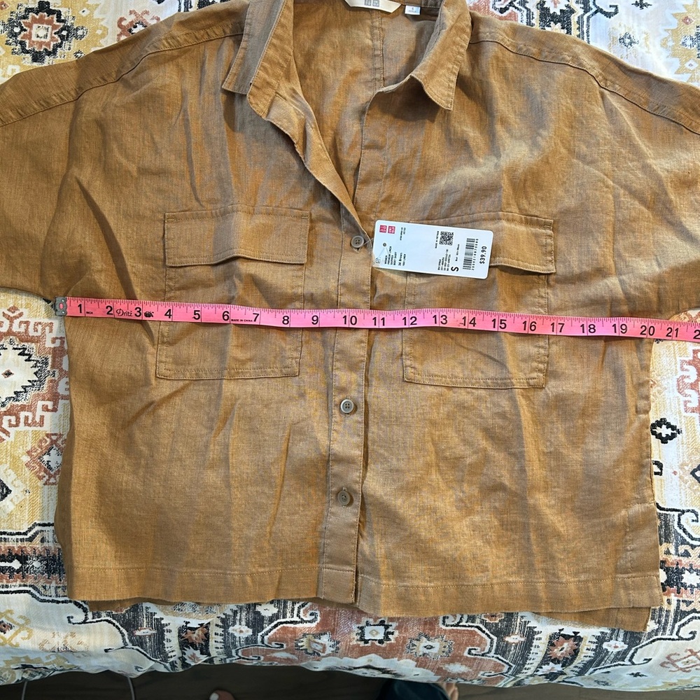 NWT Uniqlo Premium Linen Skipper Boxy Shirt S - Picture 5 of 6